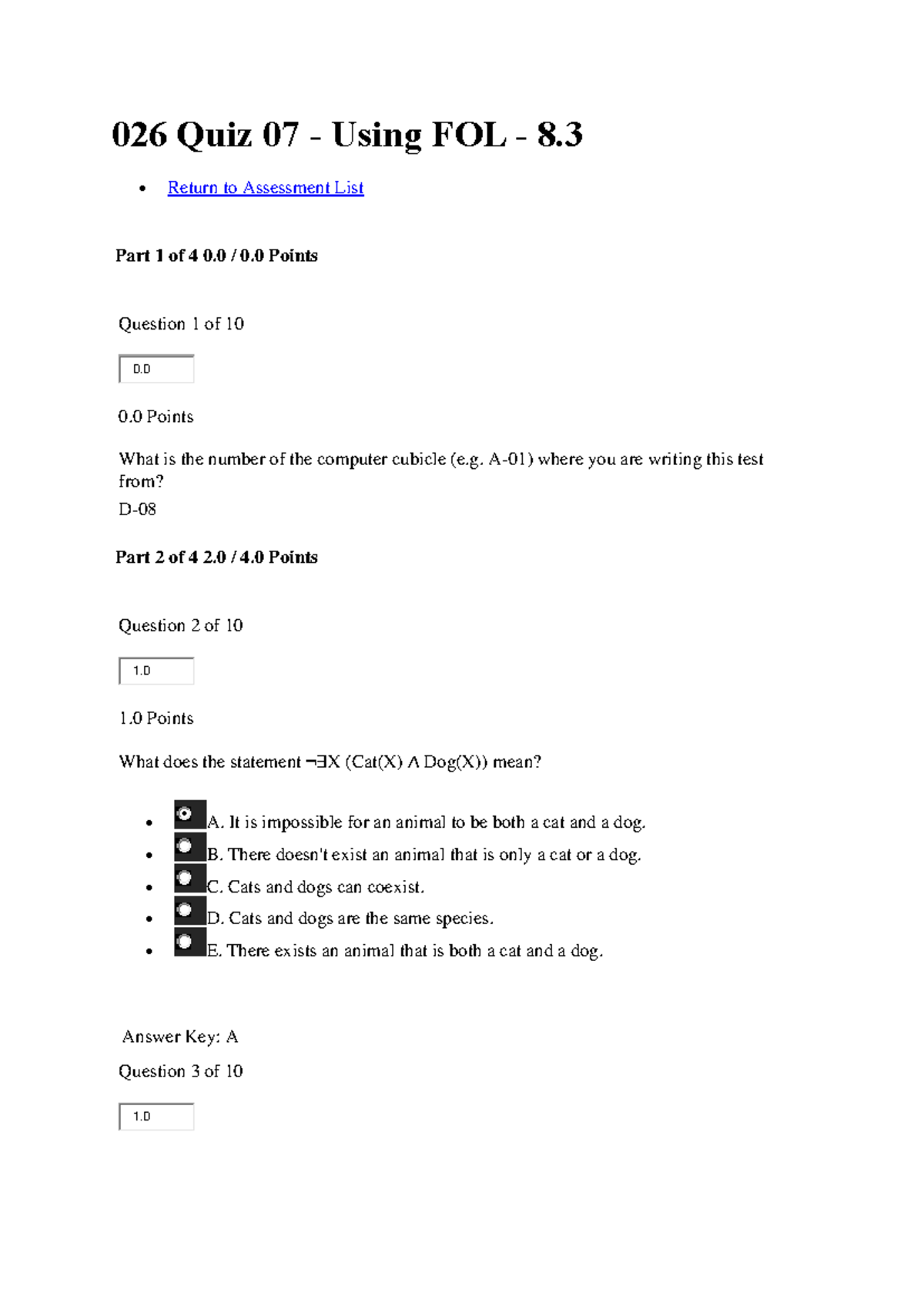026 Quiz 07: Using FOL Concepts and Logic - Studocu