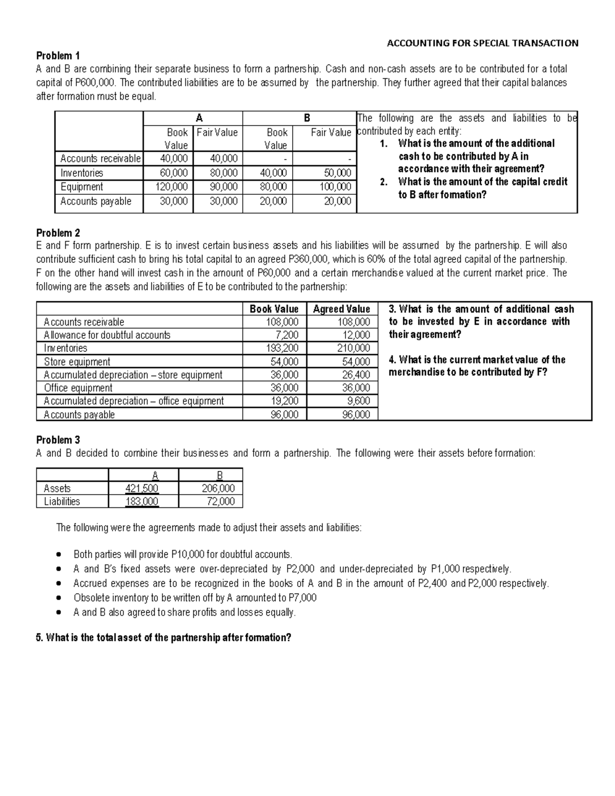 Assessment-2 Partnership: Accounting for Special Transactions - Studocu