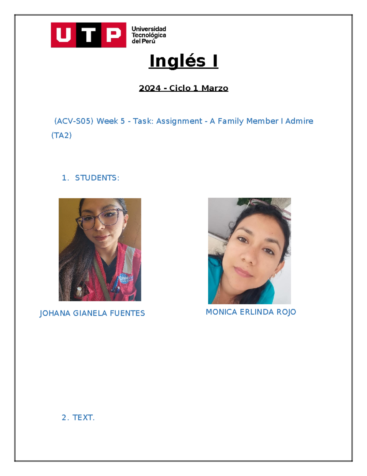Tarea 5 - (ACV-S05) Week 5 Assignment: A Family Member I Admire - Studocu