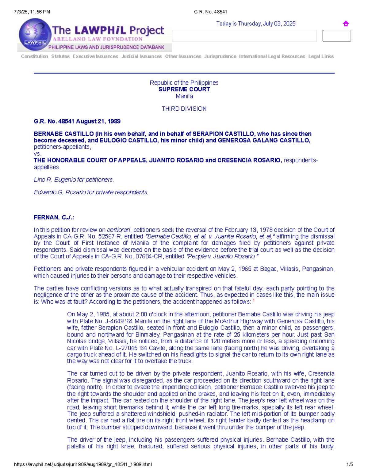 G.R. No. 48541: Castillo et al. vs. Court of Appeals - Case Review ...