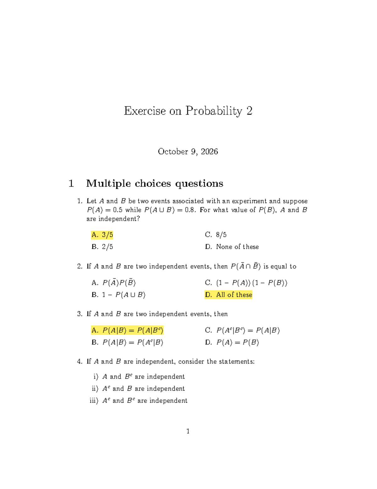 Exercise 5 - Bài Tập về Xác Suất (Probability) - Studocu