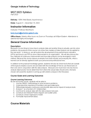 Syllabus MGT8823 Fall2023 Revamp v2 - MGT 8823 Syllabus Fall