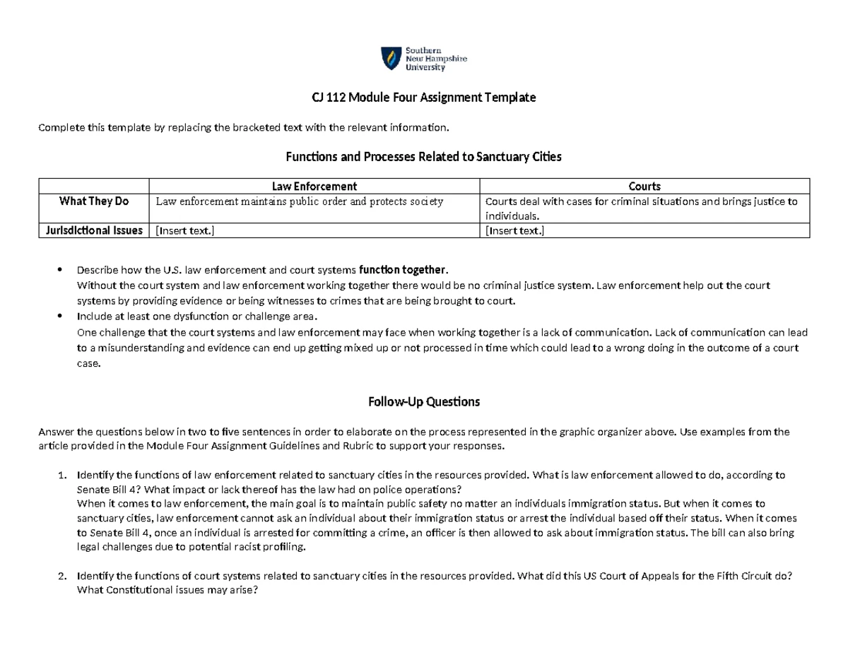 CJ 112 Module 3 Assignment: Fourth Amendment Analysis - Studocu