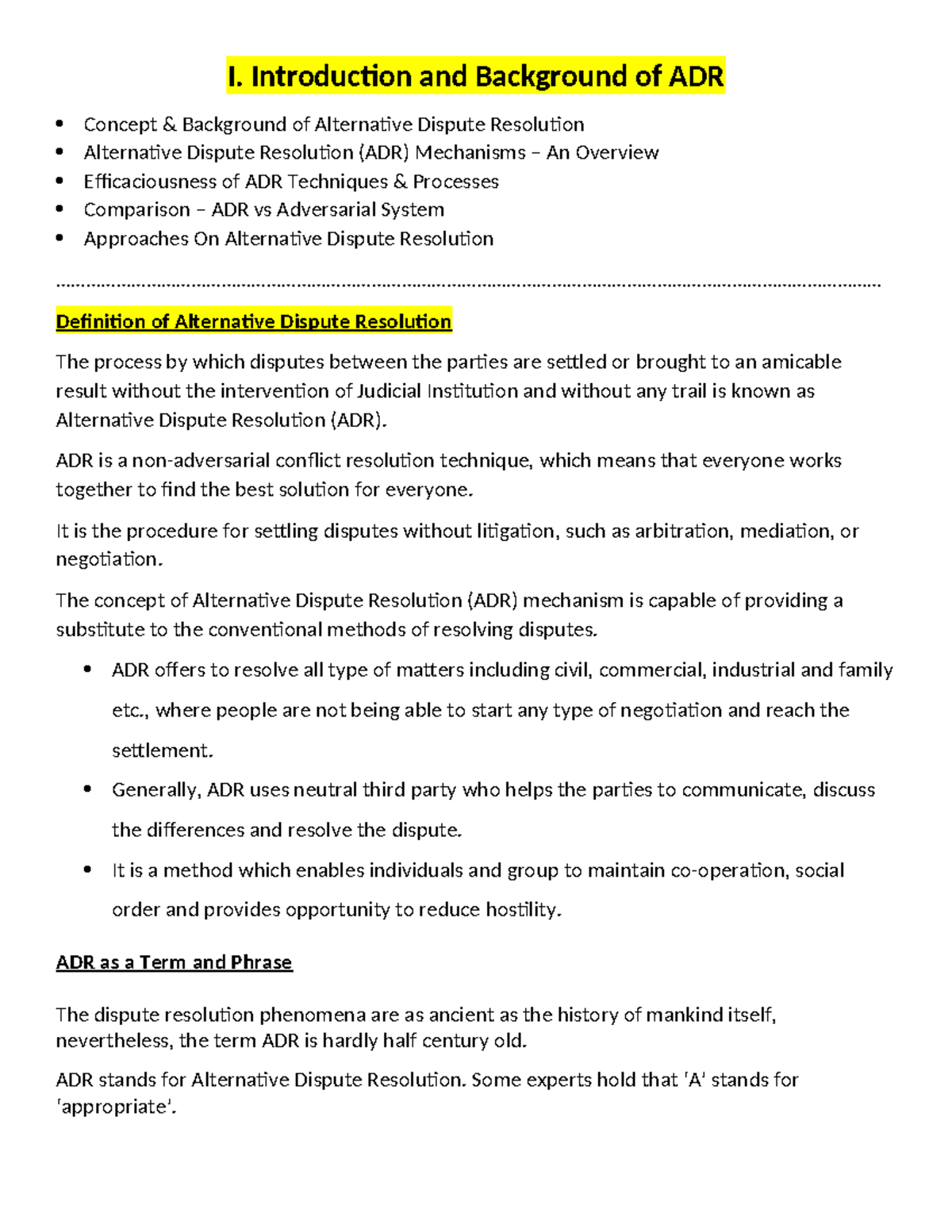 Different Types Of Adr Mechanisms
