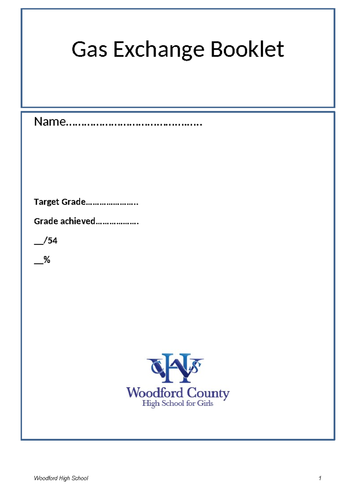 Gas Exchange Booklet - Lecture Notes for Woodford High School - Studocu