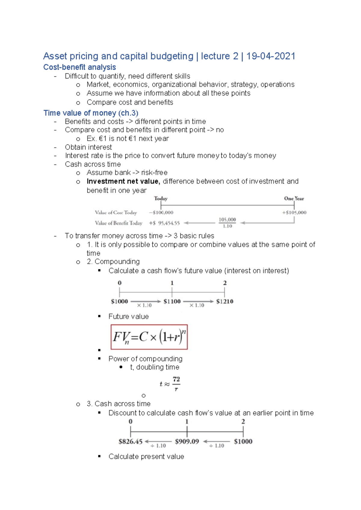 AP&CB - Lecture 2 - Comprehensive Notes on Asset Pricing and Capital ...