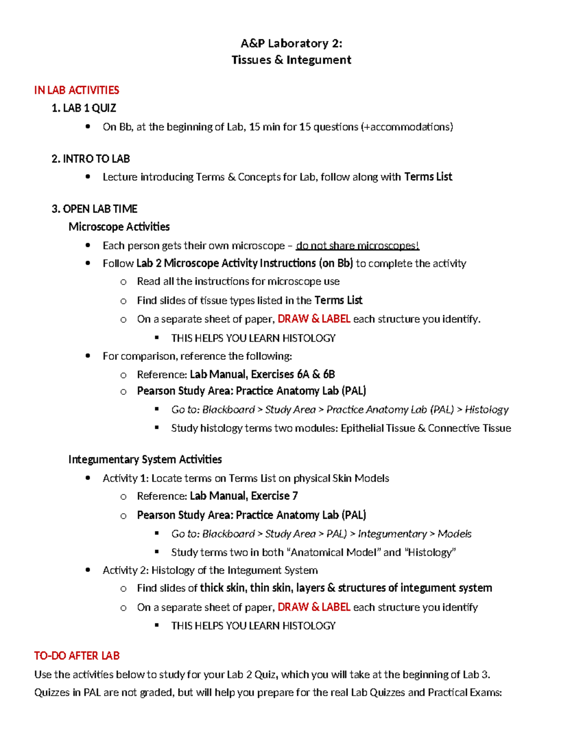 1. Lab 2 Instructions & Study Guide - A&P Laboratory 2: Tissues ...