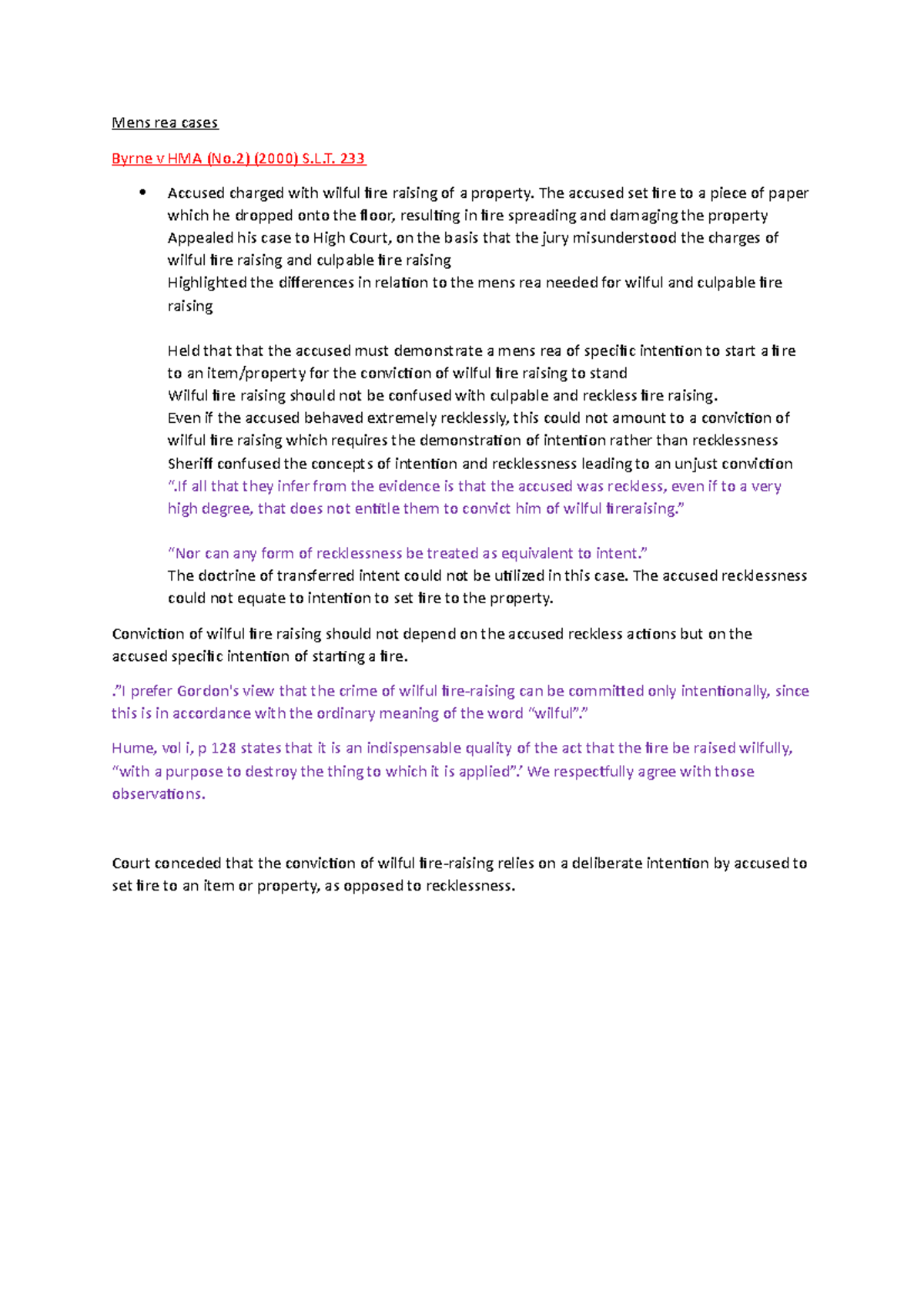 Mens Rea Case Law Analysis: Key Legal Principles and Rulings - Studocu