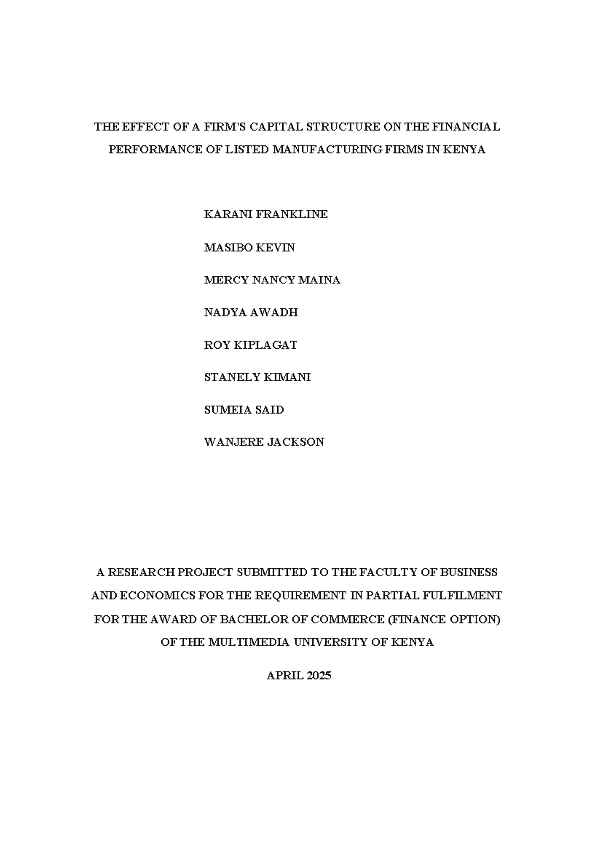 The Impact of Capital Structure on Financial Performance of Listed ...