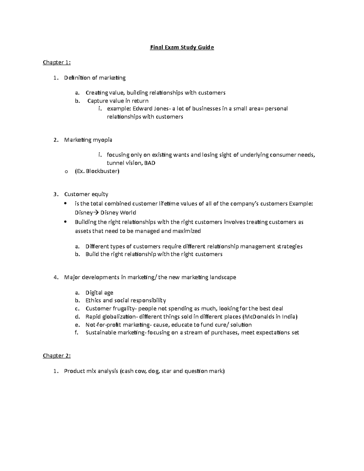 Marketing 101 Final Exam Study Guide: Comprehensive Review of Key ...