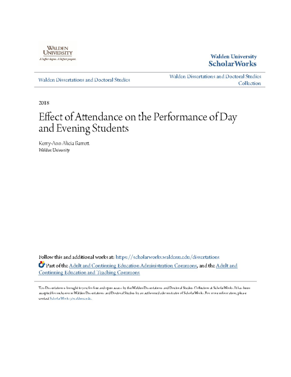 Effect of Attendance on the Performance of Day and Evening Studen ...