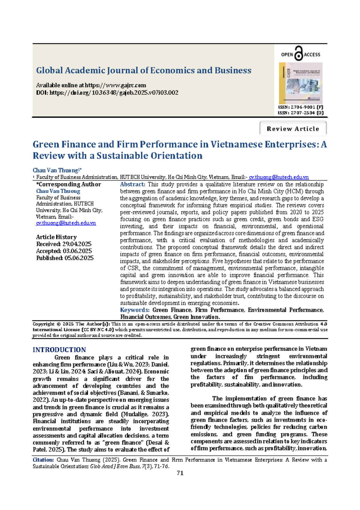 Green Finance and Firm Performance in Vietnam: A Sustainable Review ...
