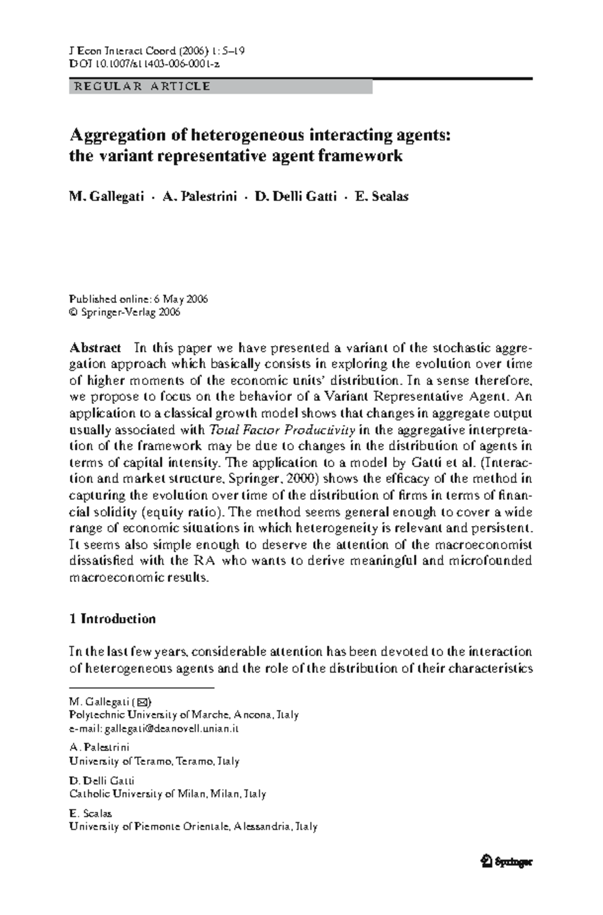 Aggregation of Heterogeneous Interacting Agents: A Variant RA Framework ...
