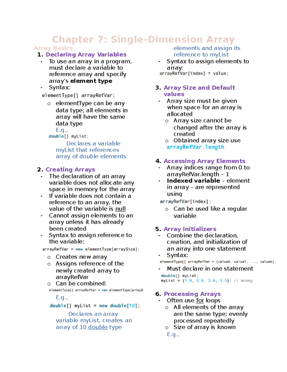 Chapter 7 Single Dimension Array - Chapter 7: Single-Dimension Array ...
