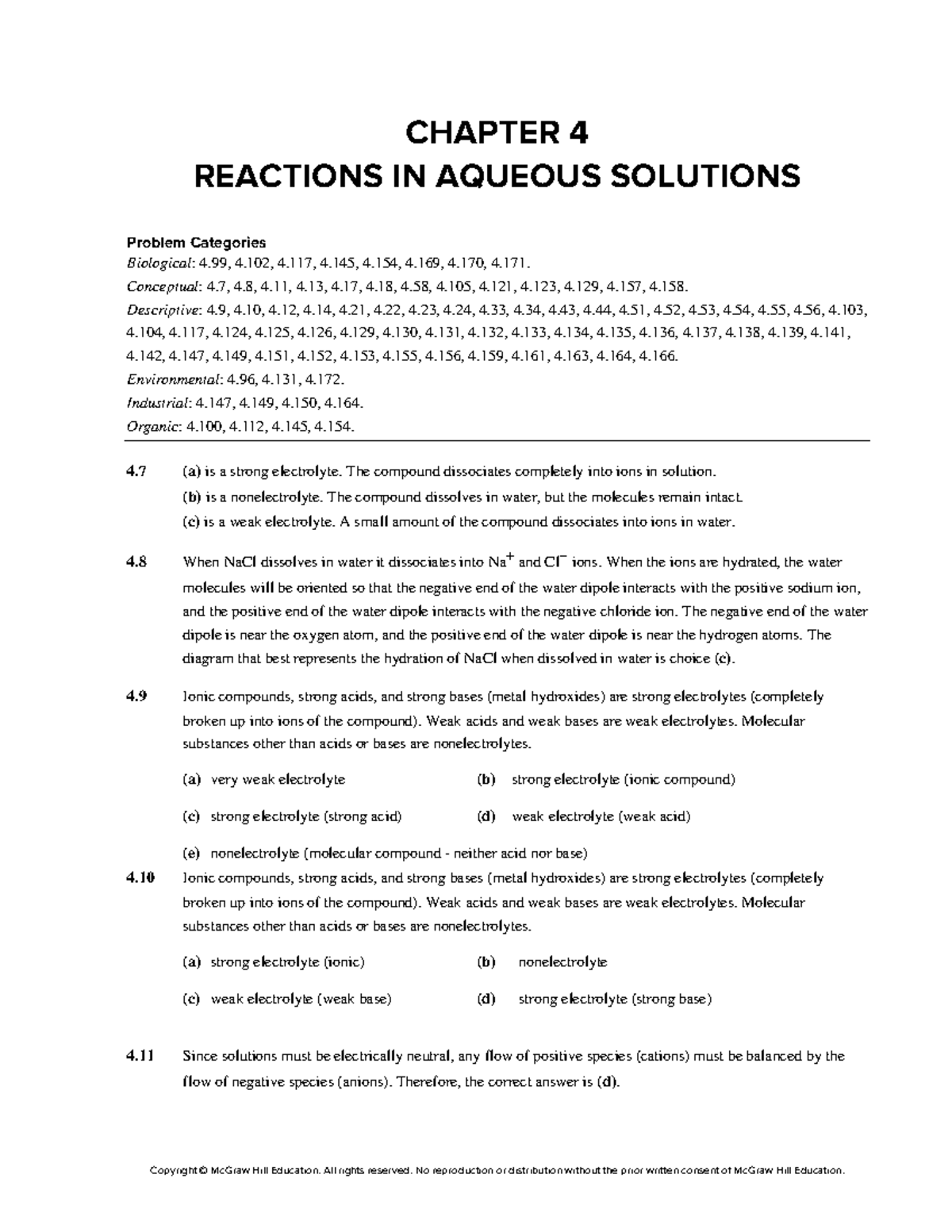 CHAPTER 4: REACTIONS IN AQUEOUS SOLUTIONS - ISM Chang 14e - Studocu