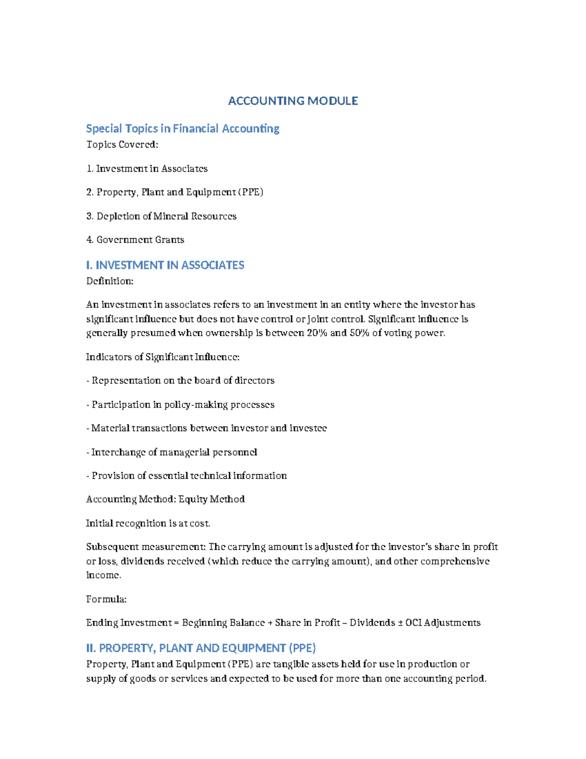 ACCT 101 Special Topics in Financial Accounting Overview - Studocu