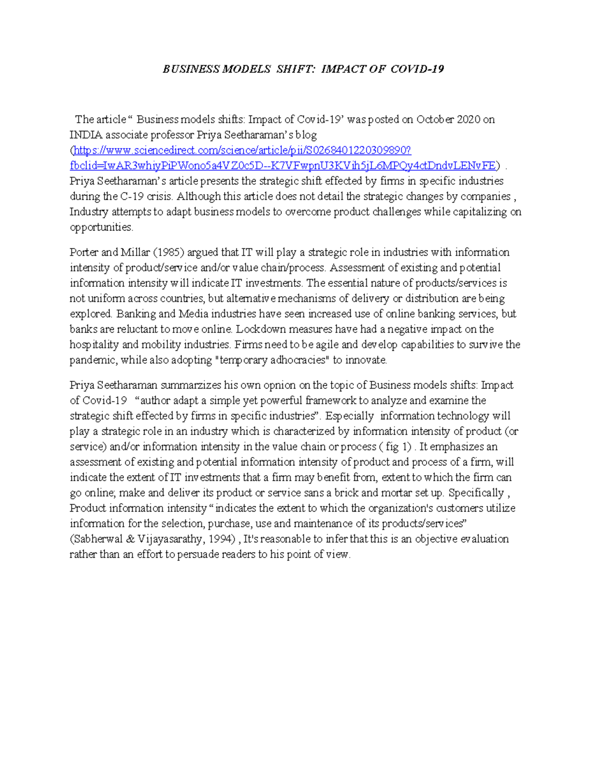 Business Models Shift: COVID-19 Impact Analysis and Insights - Studocu