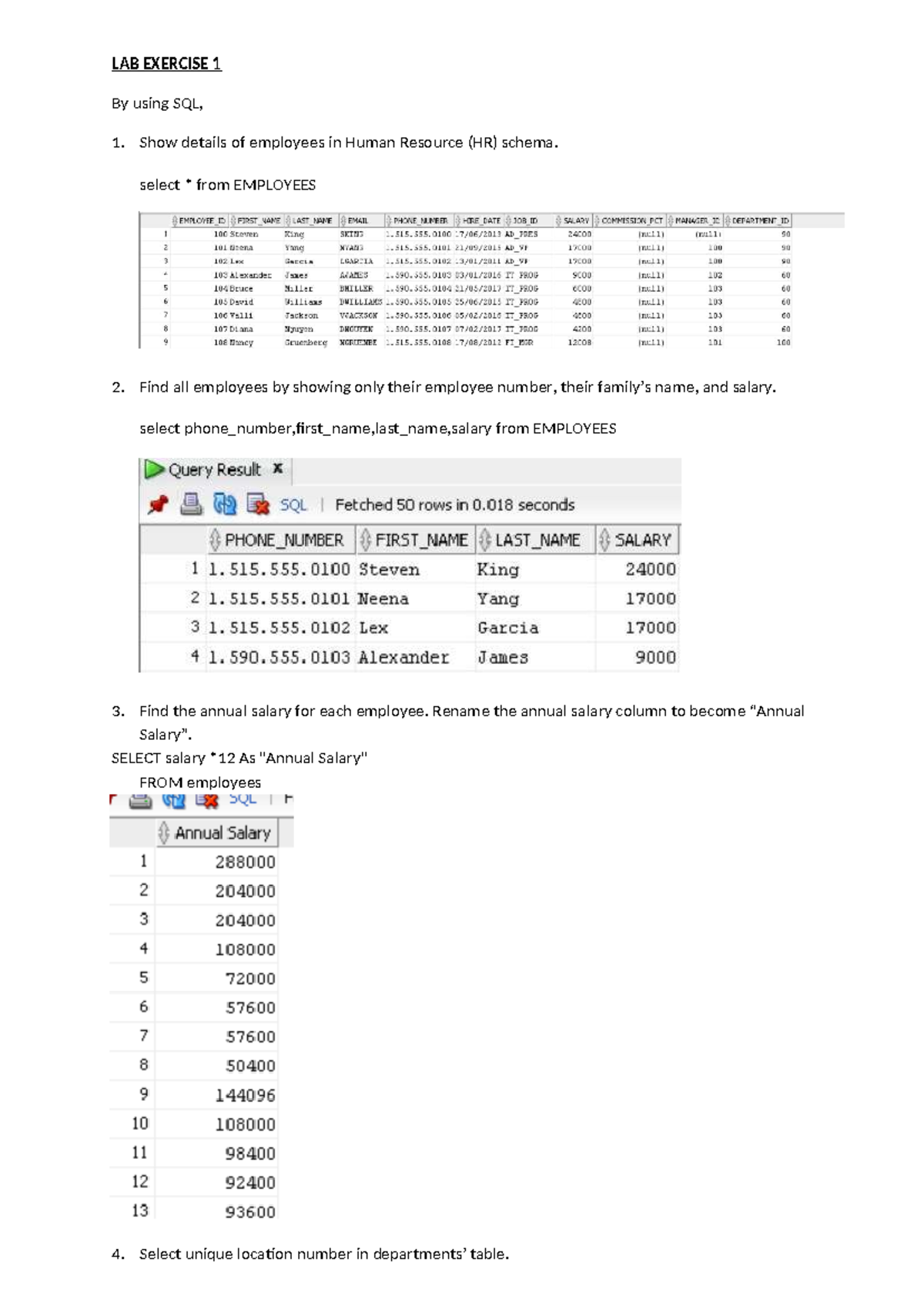 LAB Exercise 1 csc584 - LAB EXERCISE 1 By using SQL, Show details of ...