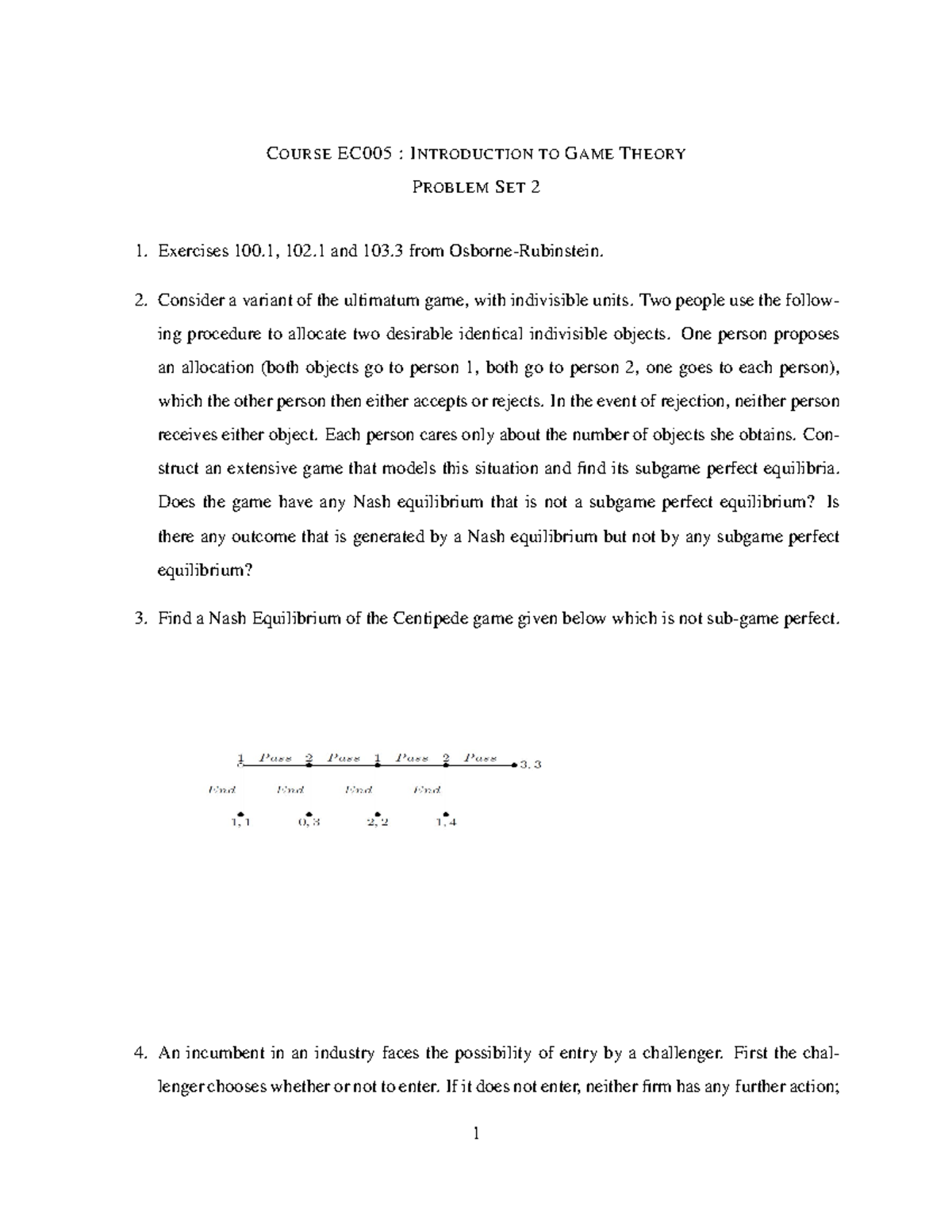 Problem Set 2: Game Theory EC005 - Complete Info Games Analysis - Studocu