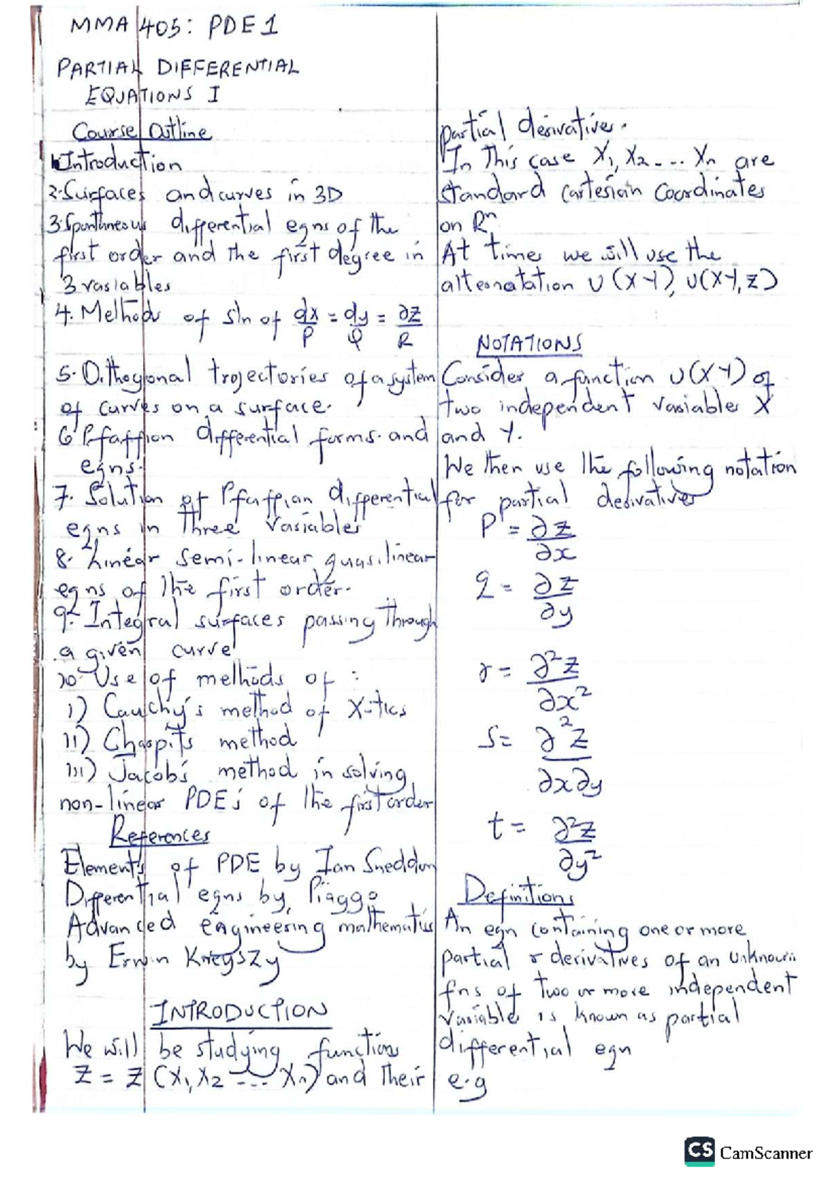 MMA 405 Final Exam Study Notes on PDEs - Studocu