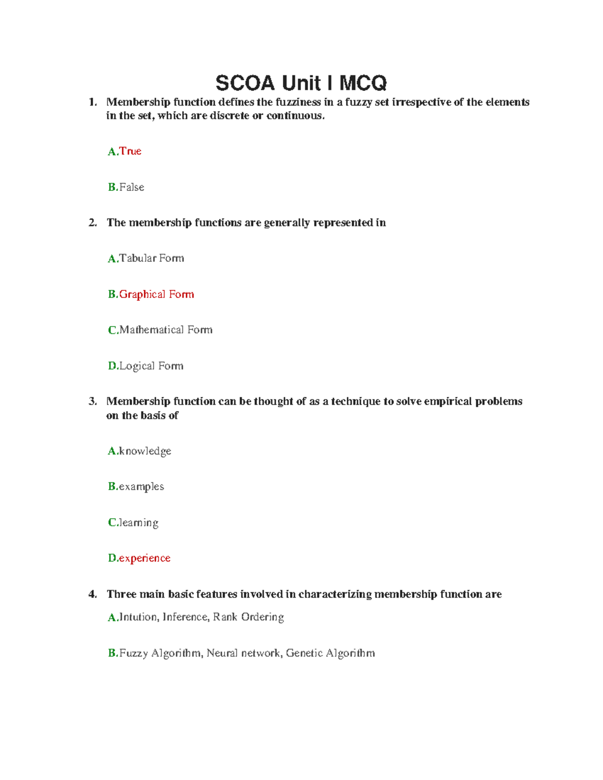 BE-Computer Engineering SCOA MCQs Guide for Units 1 & 2 - Studocu