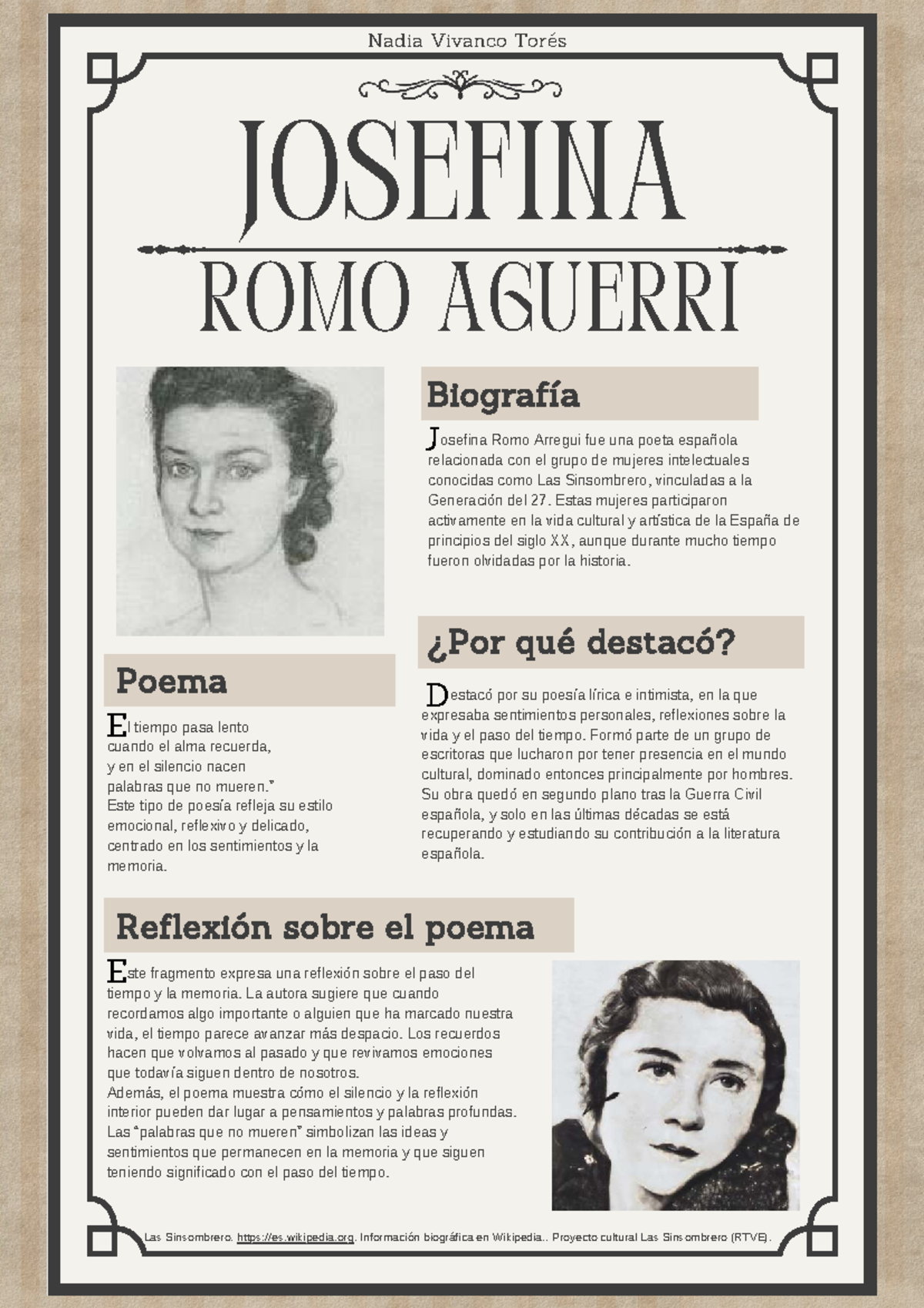 Biografía de Josefina Romo: Poeta de Las Sinsombrero - Studocu