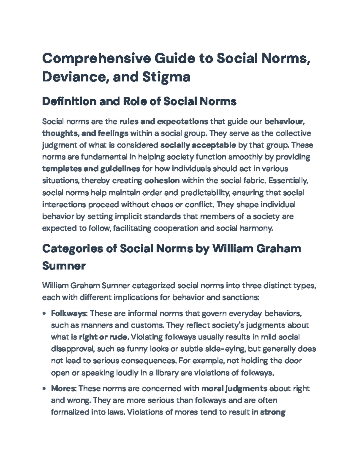 Comprehensive Analysis of Social Norms, Deviance, and Stigma (SOC101 ...