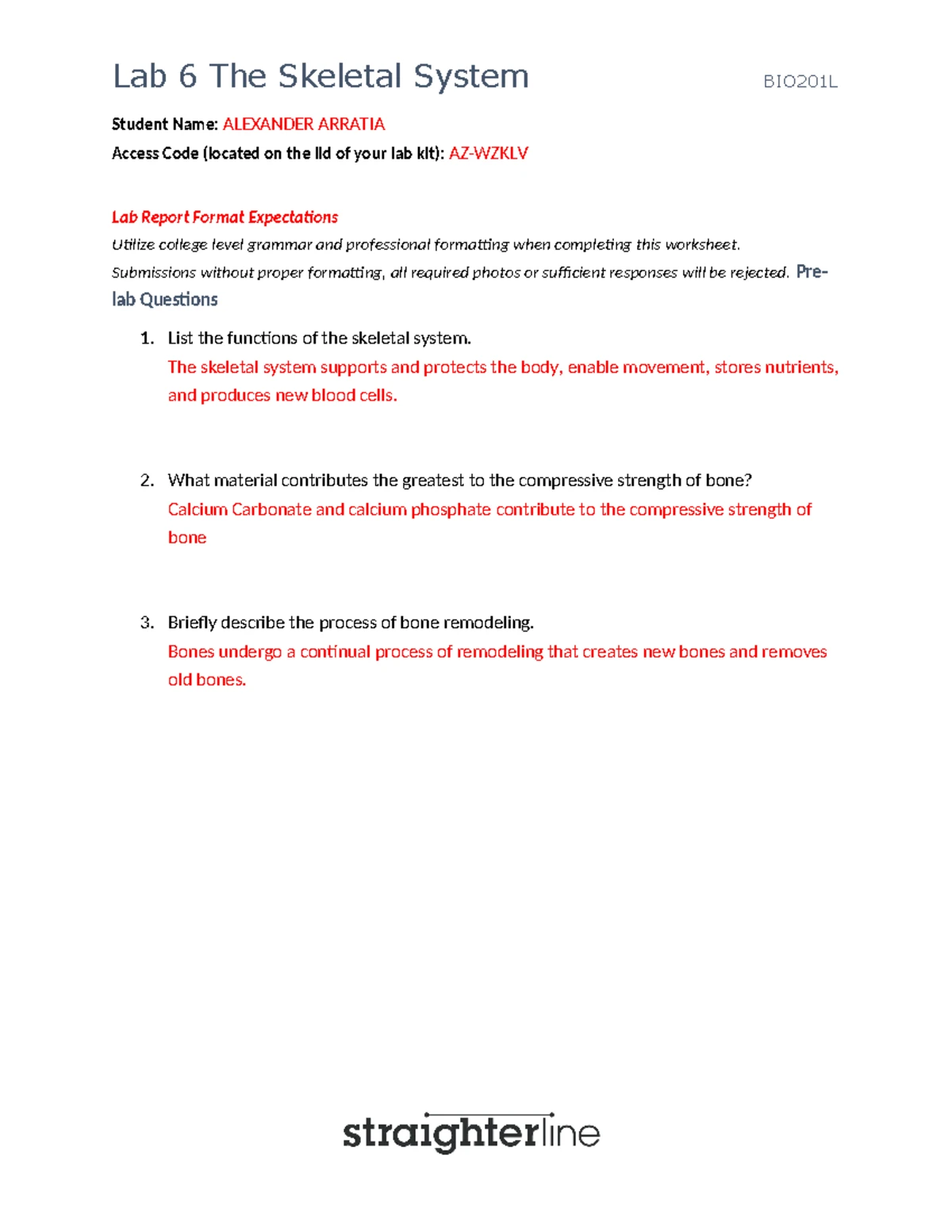 Lab 6: The Skeletal System Overview and Analysis - BIO201L - Studocu