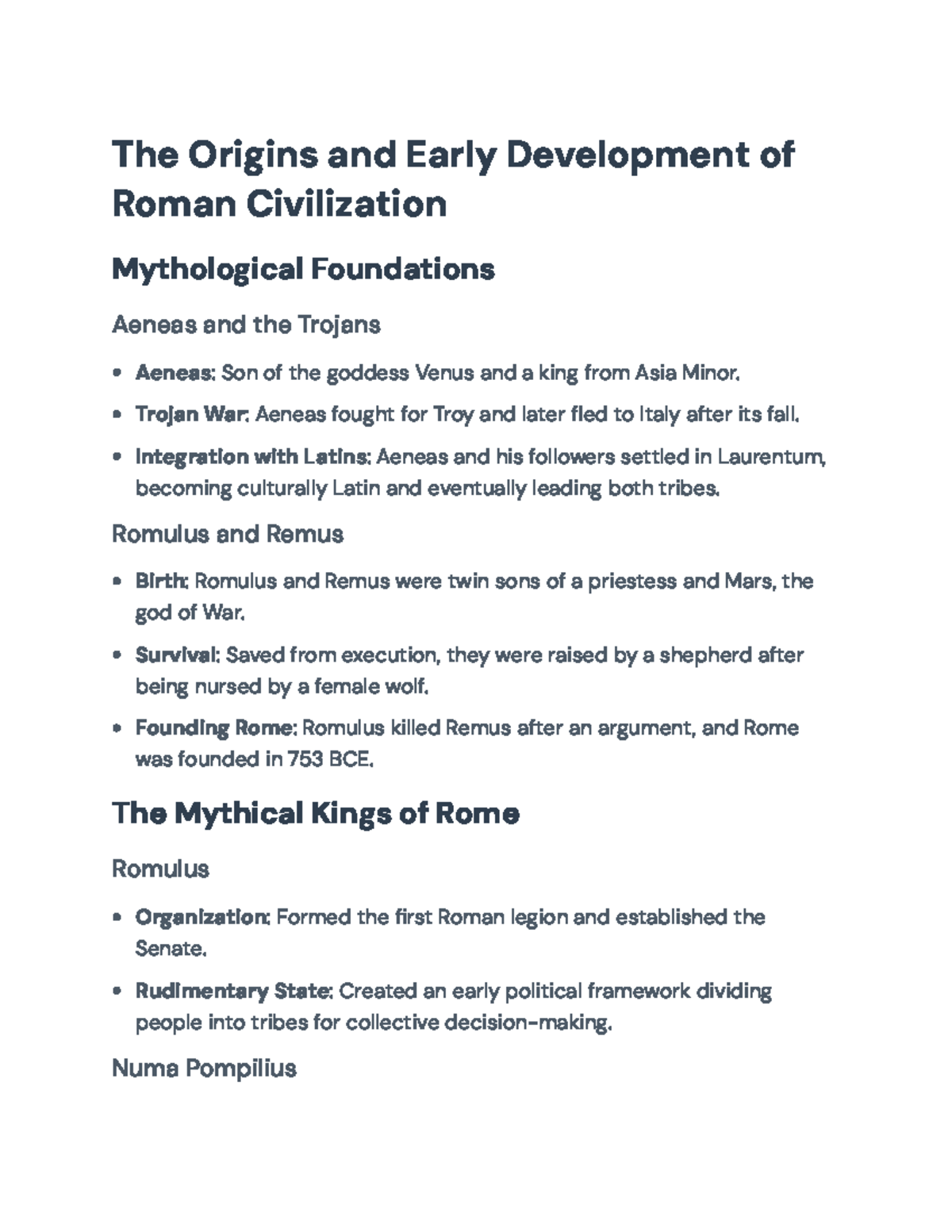 The Origins and Early Development of Roman Civilization (HIST 101 ...