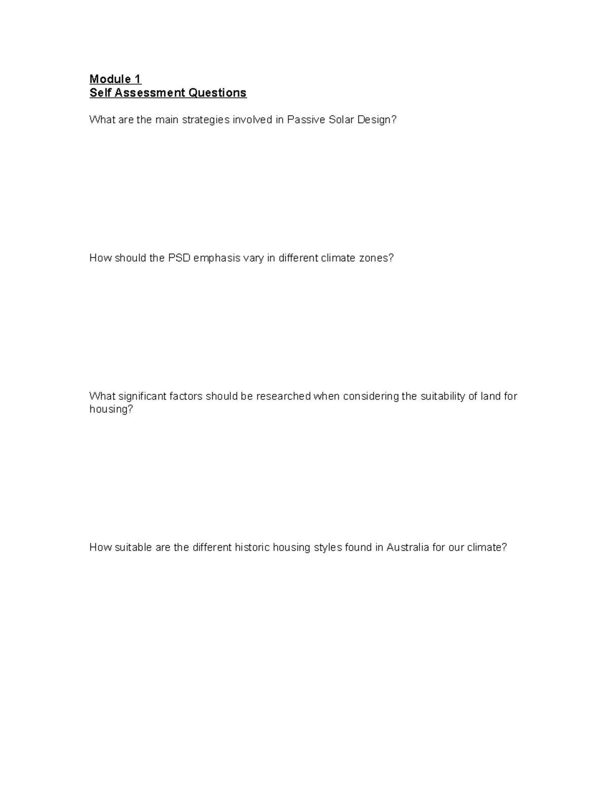 Module 1 - Self assessment questions - 200009 - Module 1 Self ...