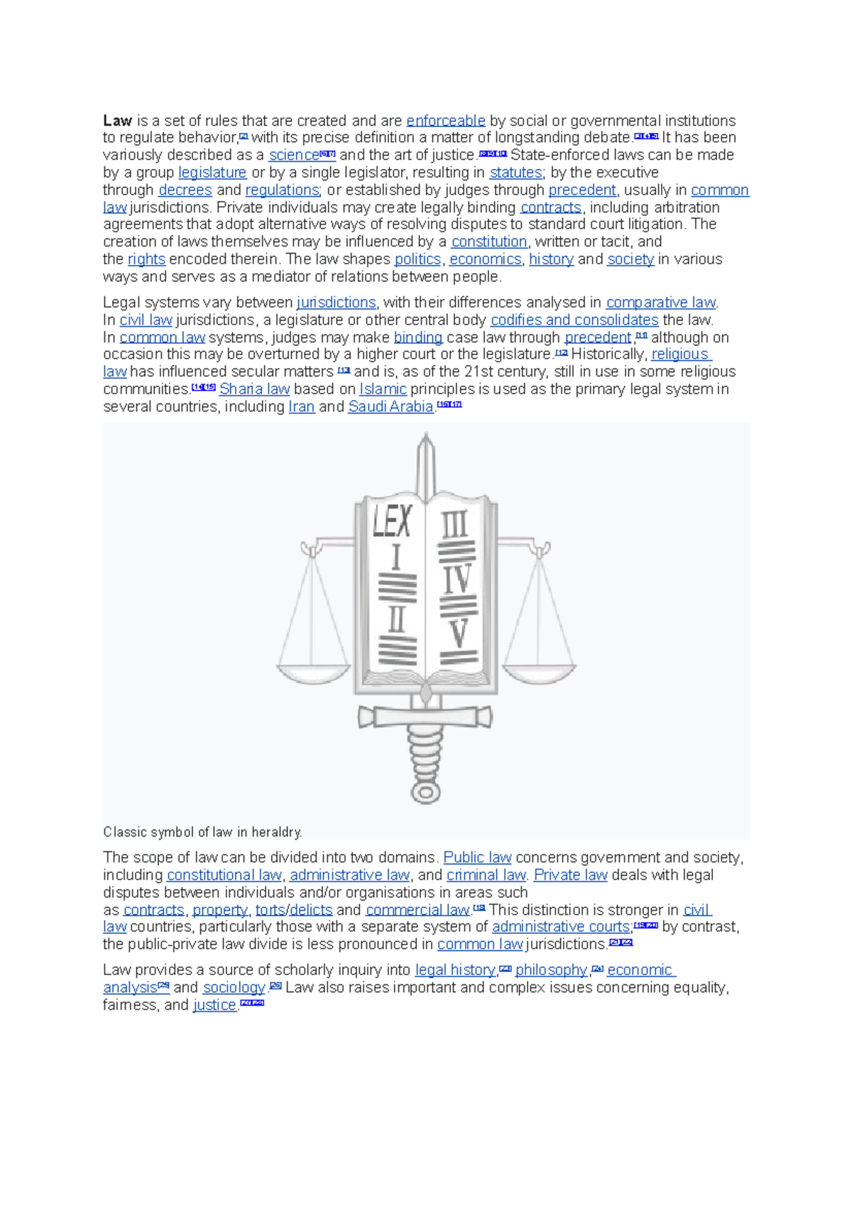 Examples of law notes - the different areas of law - Law is a set of ...