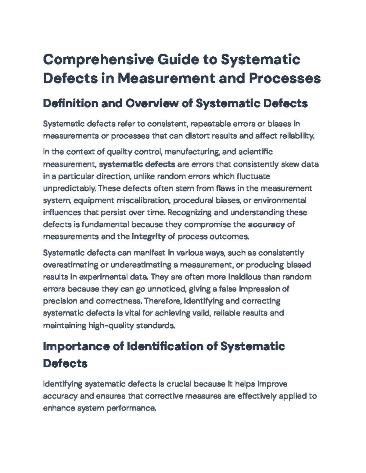 Comprehensive Guide to Systematic Defects in Measurement Processes ...