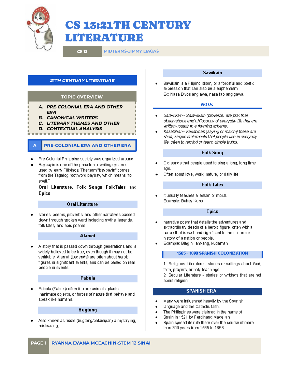 CS 13: Overview of 21st Century Literature and Contextual Analysis ...
