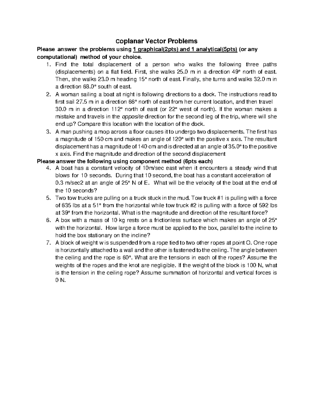 Vectors Problem Set - Analytical and Graphical Methods - Studocu