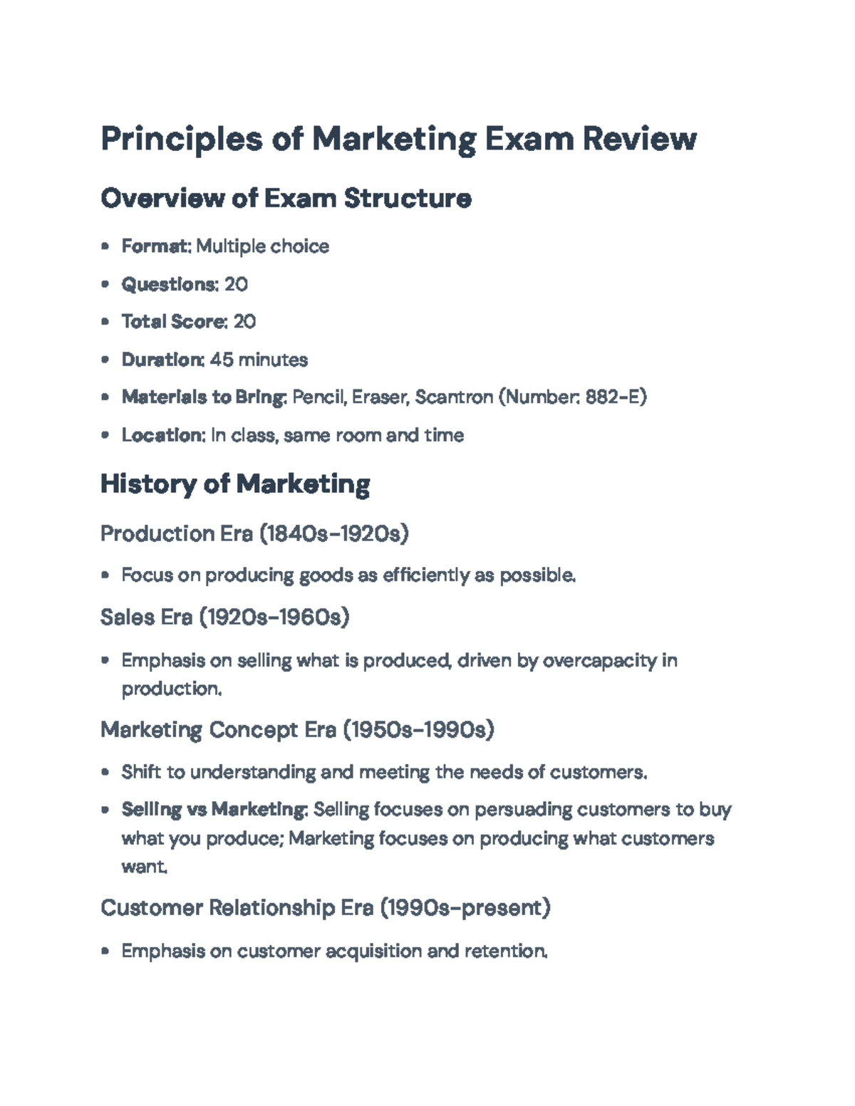 Principles of Marketing 101 Final Exam Review Guide and Study Notes ...