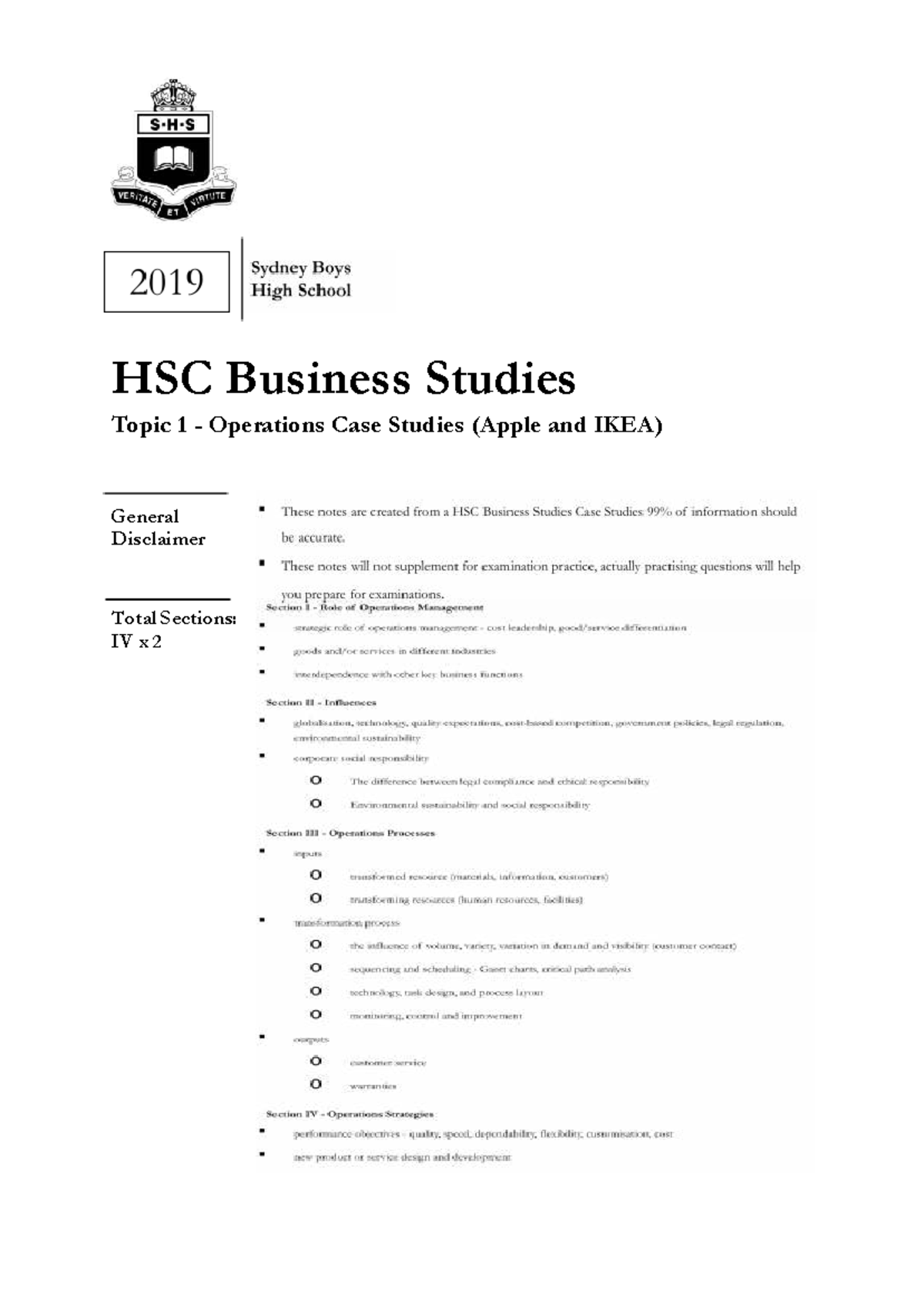 HSC Business Studies Topic 1: Operations Case Studies on Apple & IKEA ...
