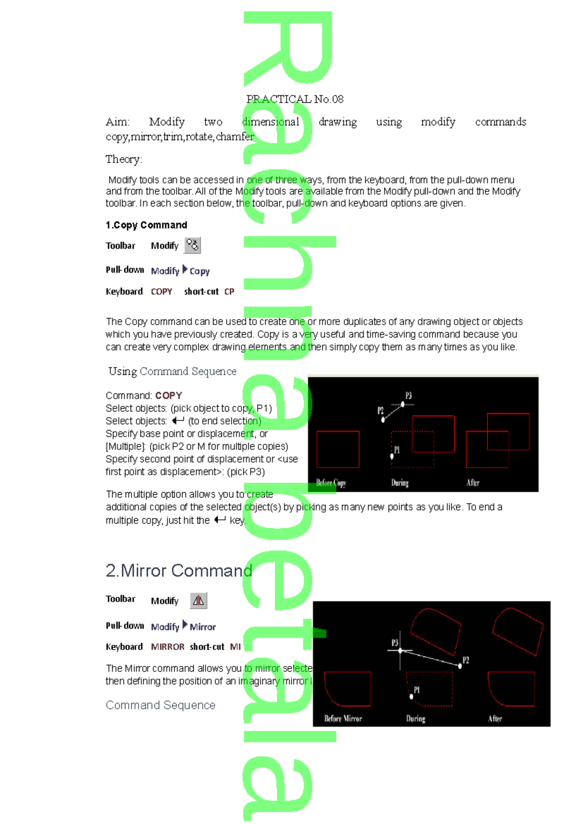 Practical No.08 - Modifying Figures in AutoCAD Techniques - Studocu