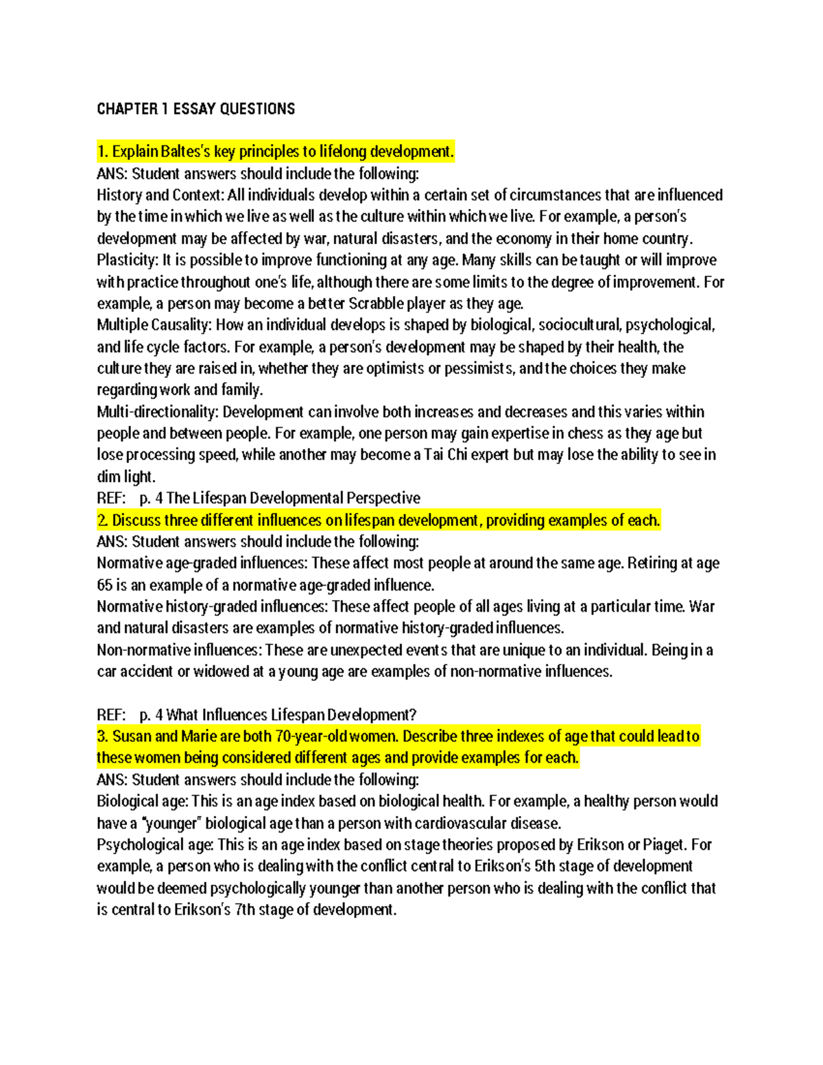 MIDTERM ESSAY QUESTIONS: LIFESPAN DEVELOPMENT (PSYC 434) - Studocu