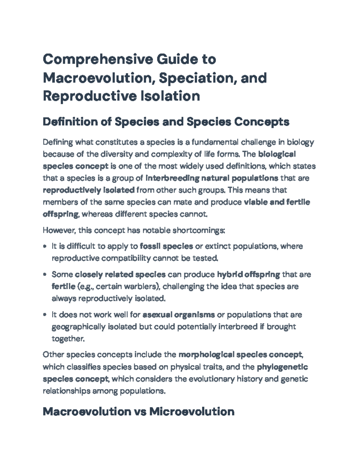 Macroevolution & Speciation: A Comprehensive Study Guide - Studocu