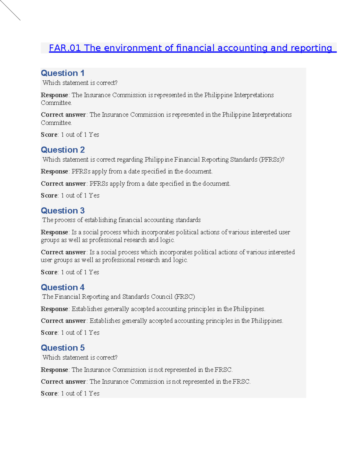 FAR.01 Financial Accounting & Reporting Assessment 2 Questions and ...