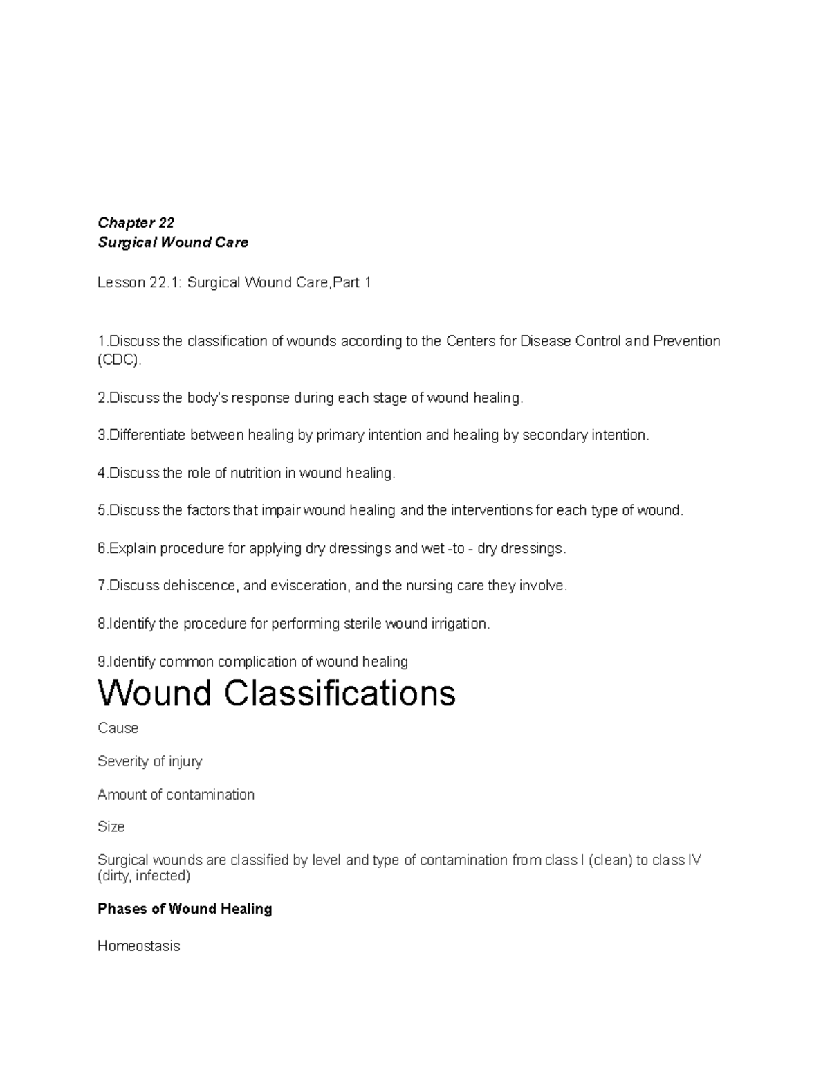 Ch 22 Surgical Wound Care: Healing, Classification & Interventions ...