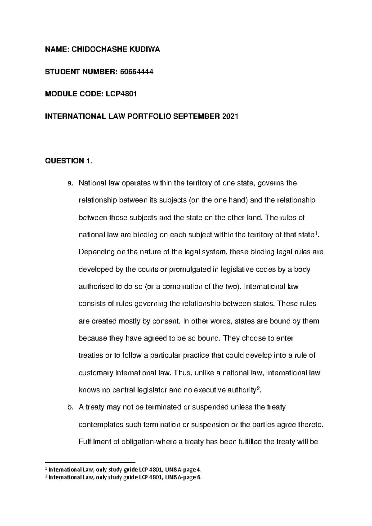 LCP 4801 Final Exam: International Law Portfolio Analysis - Studocu
