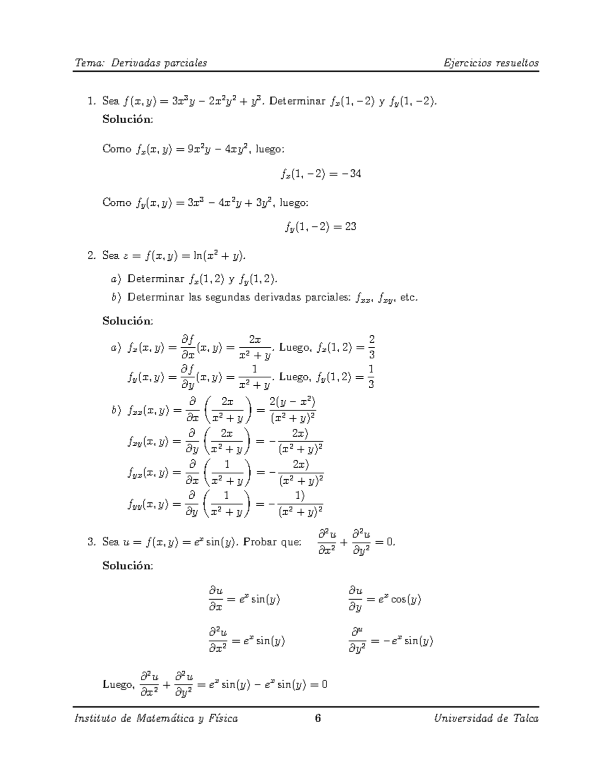 Dp-ejem - Cálculo de operaciones - Sea f (x, y) = 3x 3 y − 2 x 2 y 2 ...
