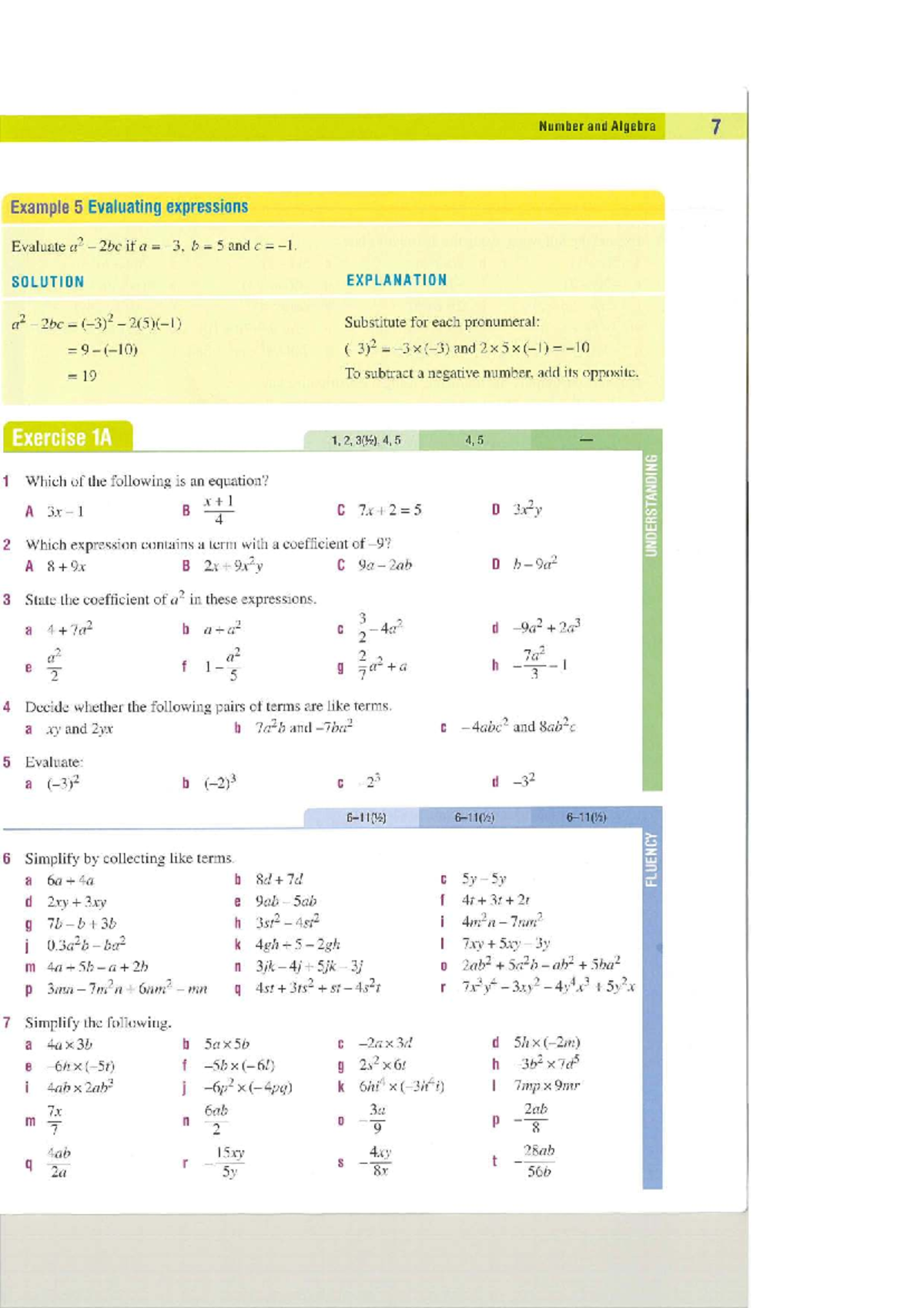 Algebra Linear Relations Book 2: Evaluating Expressions and Simplifying ...