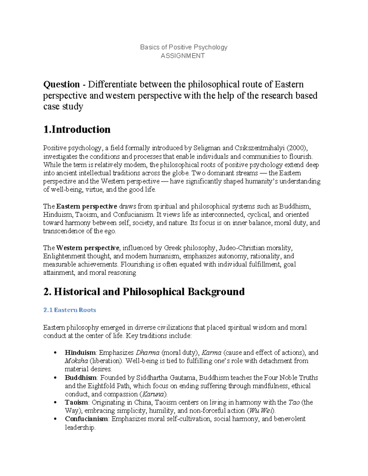 Eastern vs. Western Perspectives in Positive Psychology: A Case Study ...