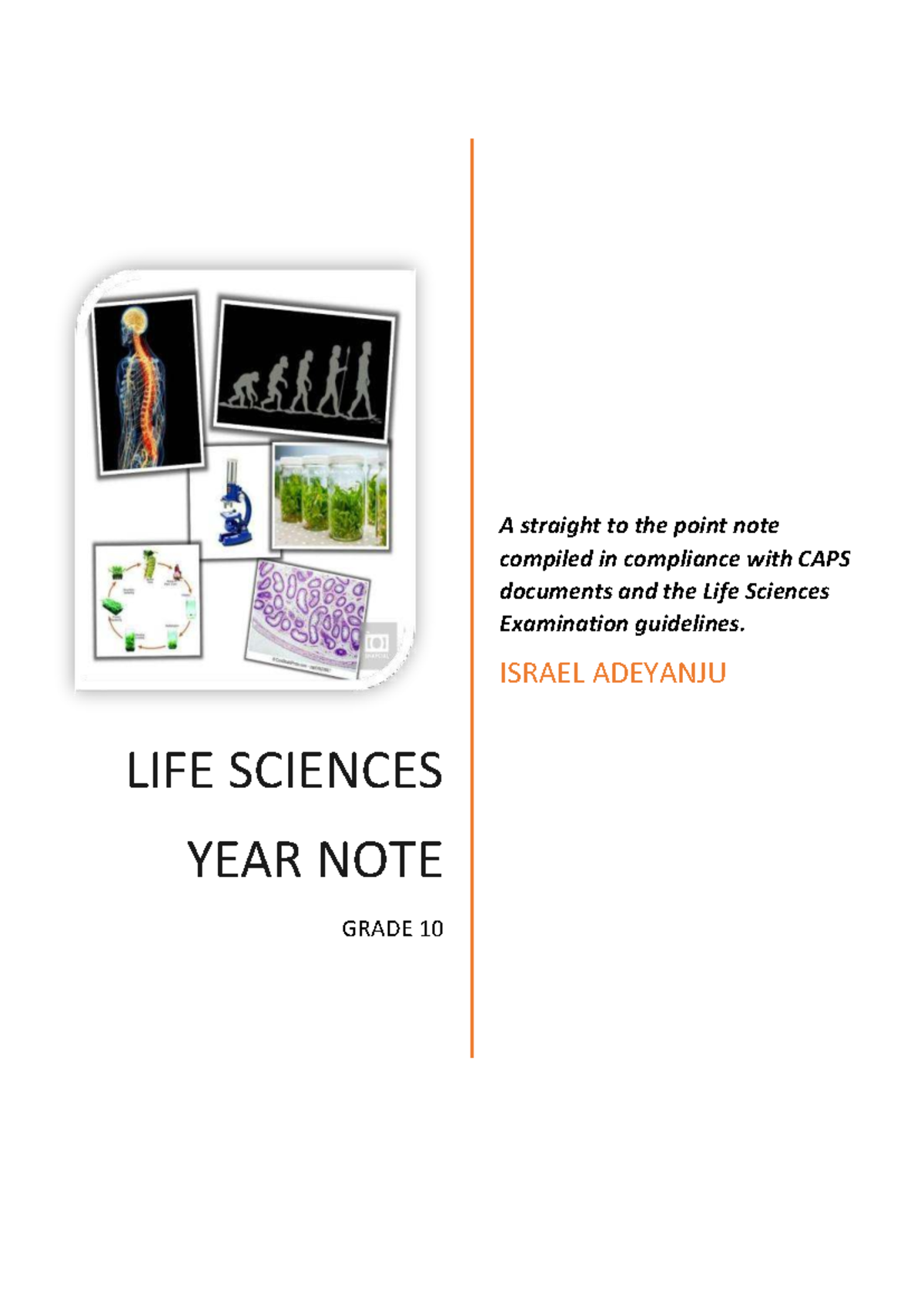 Life Sciences Grade 10 Notes (ISRAEL ADEYANJU) - Comprehensive Guide ...