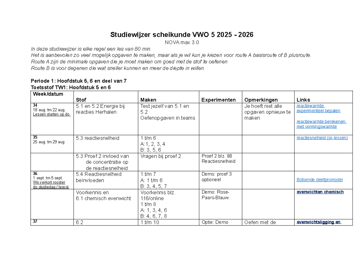 Studiewijzer Scheikunde VWO 5 2025-2026: Hoofdstuk 7 Opdrachten ...