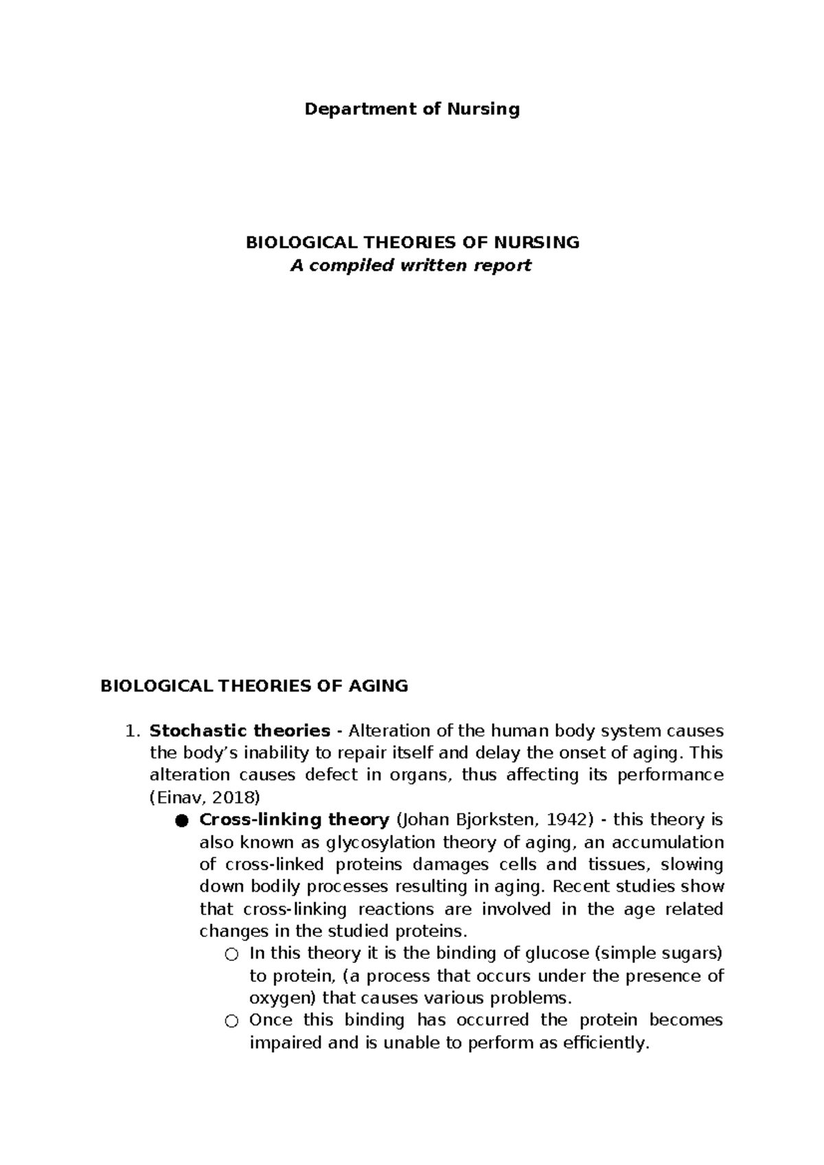 Biological Theories of Aging: A Comprehensive Report for Nursing 101 ...