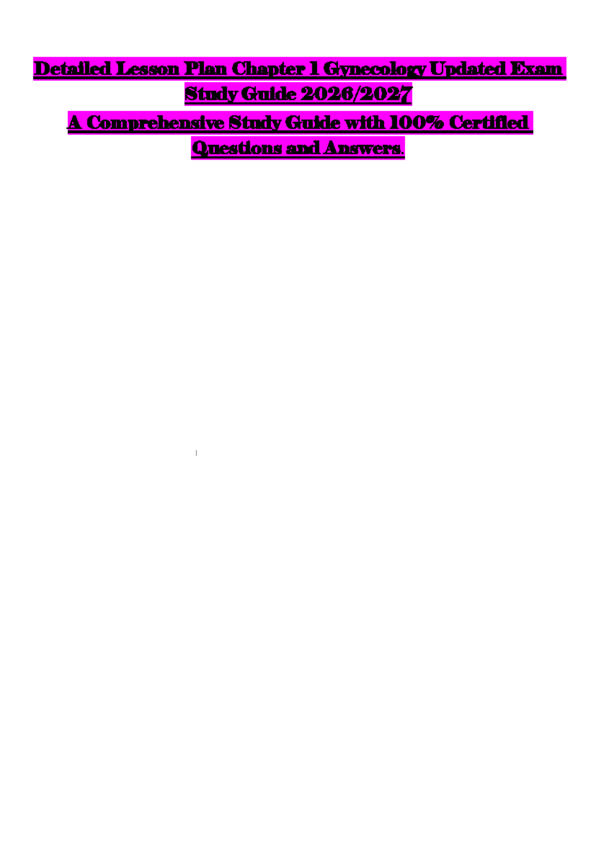 Detailed Lesson Plan CH1: Gynecology Exam Study Guide 2025 - Studocu