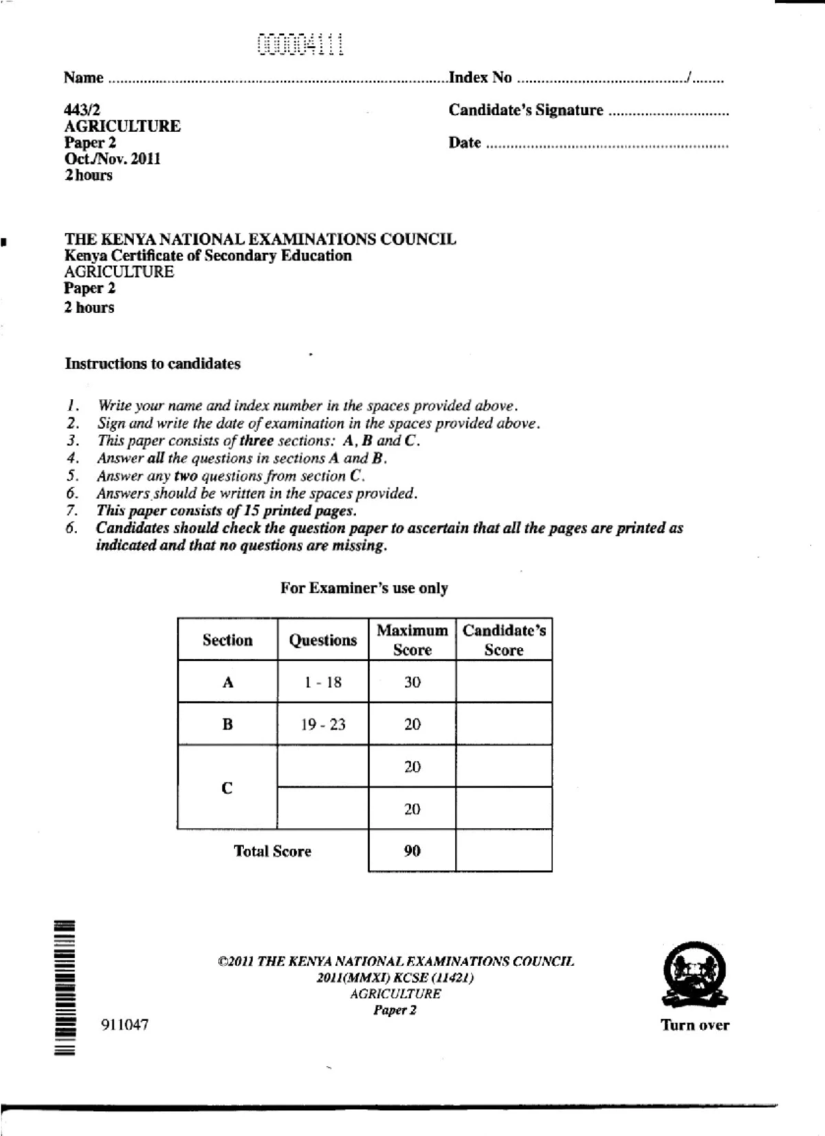 2013 KCSE Agriculture (443) Paper 1 & 2 Revision Questions - Studocu